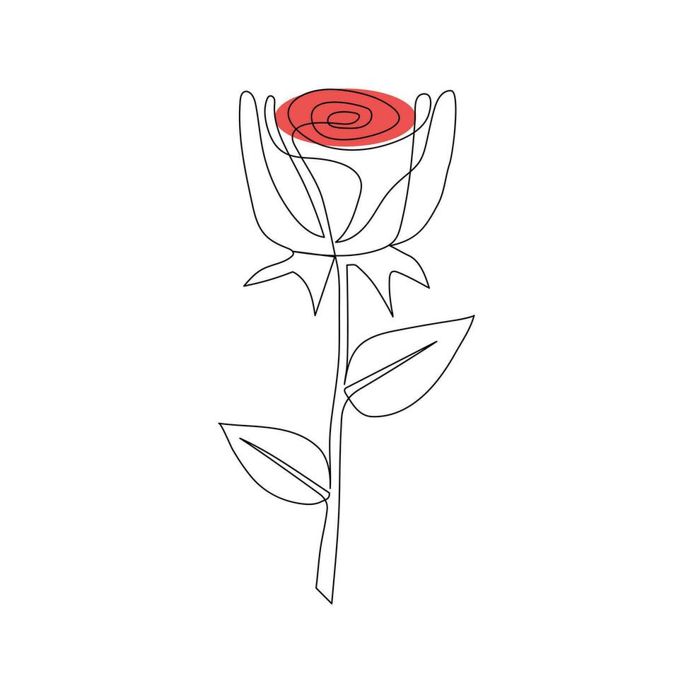 eine Linie kontinuierlich Rose Blume Zeichnung und einzelne Zeile Stil Gliederung Vektor Kunst Illustration