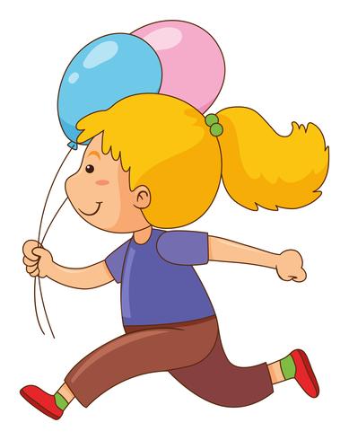 Liten tjej med två ballonger vektor