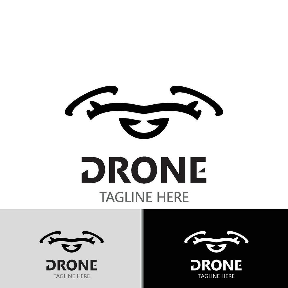 Drohne Antenne mit Kamera Vektor Vorlage Symbol. Logo Fotografie Drohne Vektor. Quadcopter eben Stil