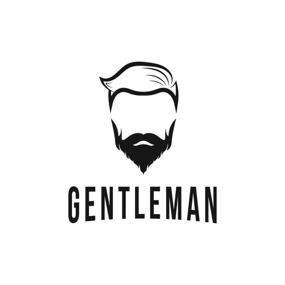 Bart Logo Design Ideen, Gentleman Silhouette Bart und Haar Logo Design Ideen vektor