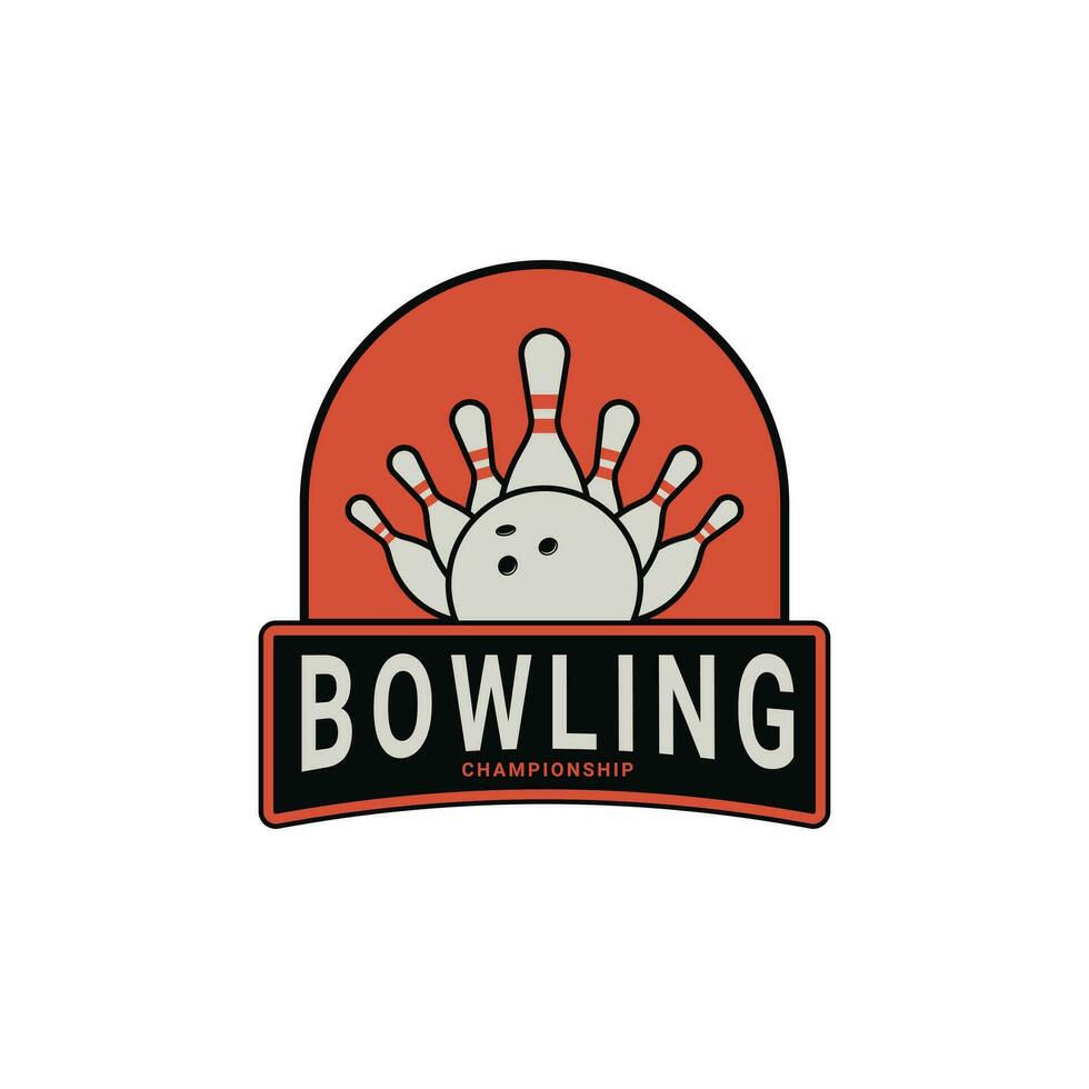 Bowling Sport Logo Design Jahrgang retro Abzeichen vektor