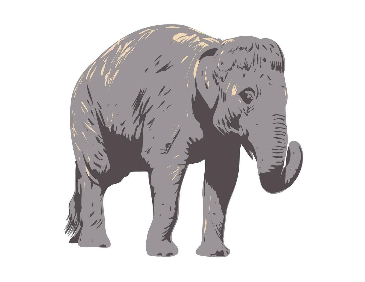 indisch Elefant Seite Aussicht isoliert Hintergrund wpa Kunst vektor