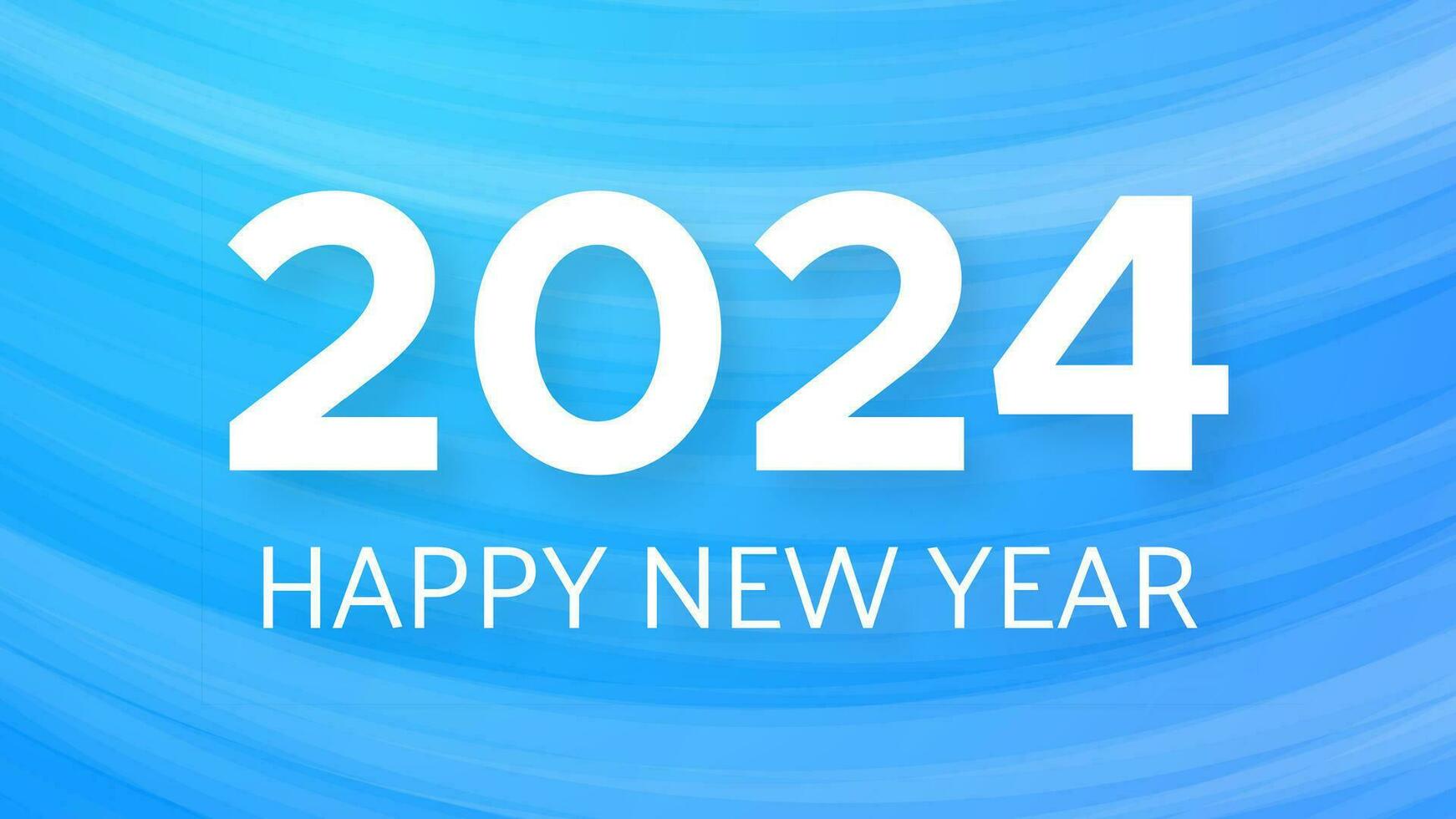 2024 glücklich Neu Jahr Hintergrund. modern Gruß Banner Vorlage mit Weiß 2024 Neu Jahr Zahlen auf Blau abstrakt Hintergrund mit Linien. Vektor Illustration