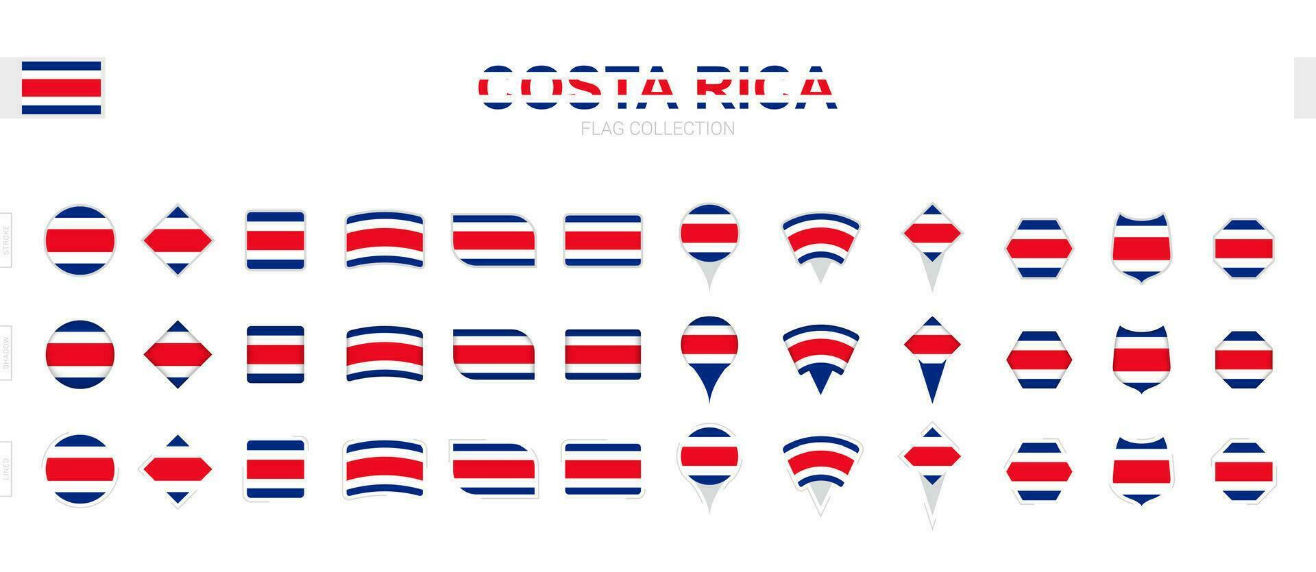 groß Sammlung von Costa Rica Flaggen von verschiedene Formen und Auswirkungen. vektor