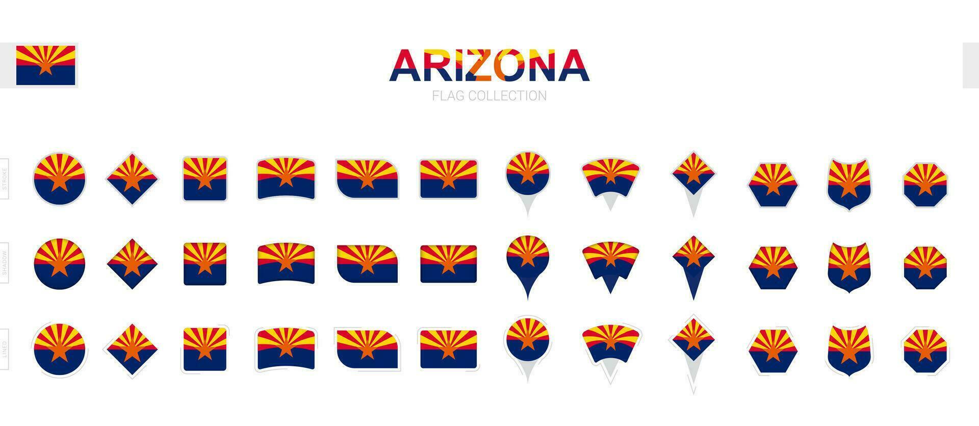 groß Sammlung von Arizona Flaggen von verschiedene Formen und Auswirkungen. vektor