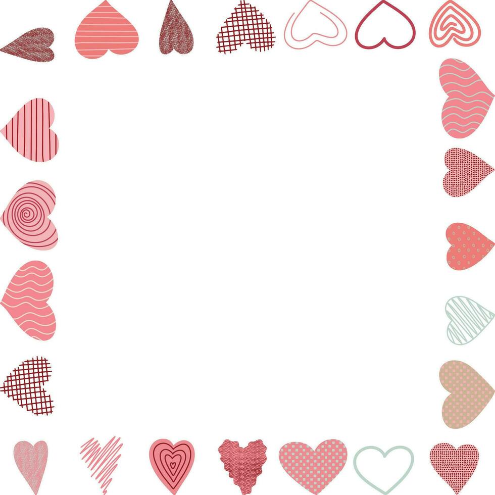 Vektor Platz Rahmen gemacht von Hand gemalt Aquarell Herzen. süß und romantisch, perfekt zum Valentinstag Tag Gruß.