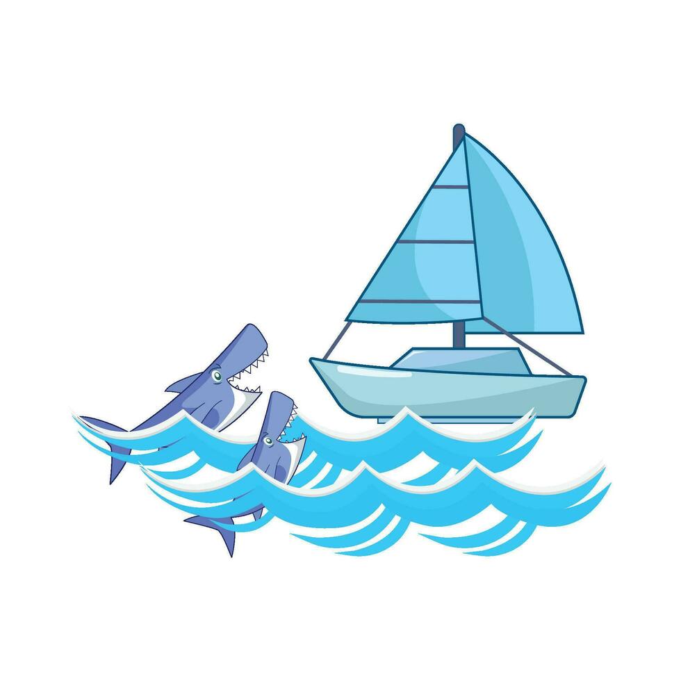 Wal mit Boot im Meer Illustration vektor