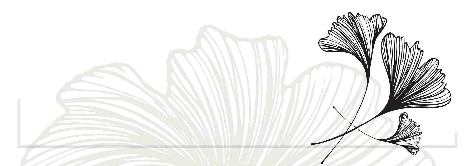 gingko löv dekorativ gräns är markerad på en vit bakgrund. en mönster av löv. vektor illustration. för natur, eco och design. ritad för hand växter, en ram för en vykort.