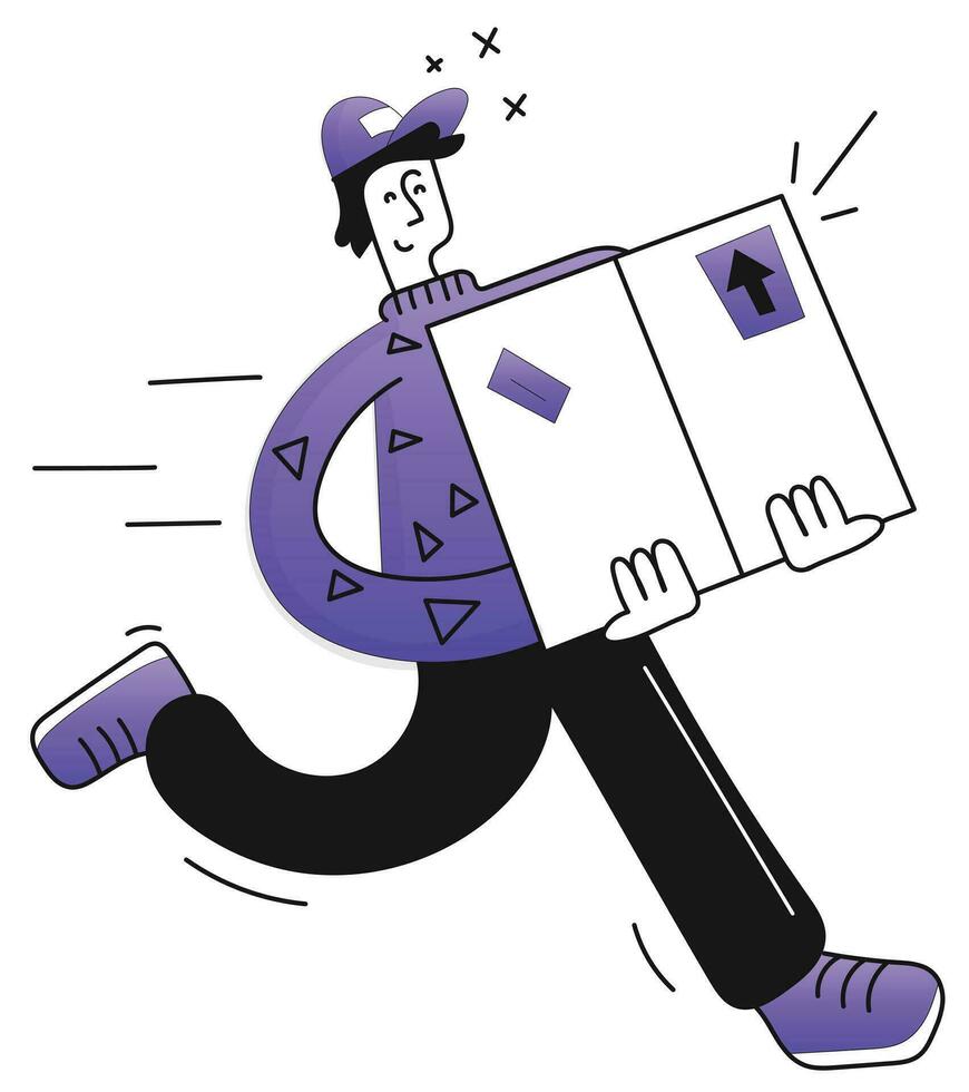 vektor illustration av en leverans man med en låda i hans hand