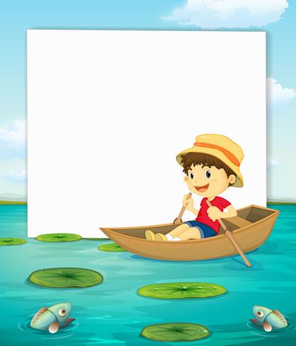 Pojke på båt banner vektor