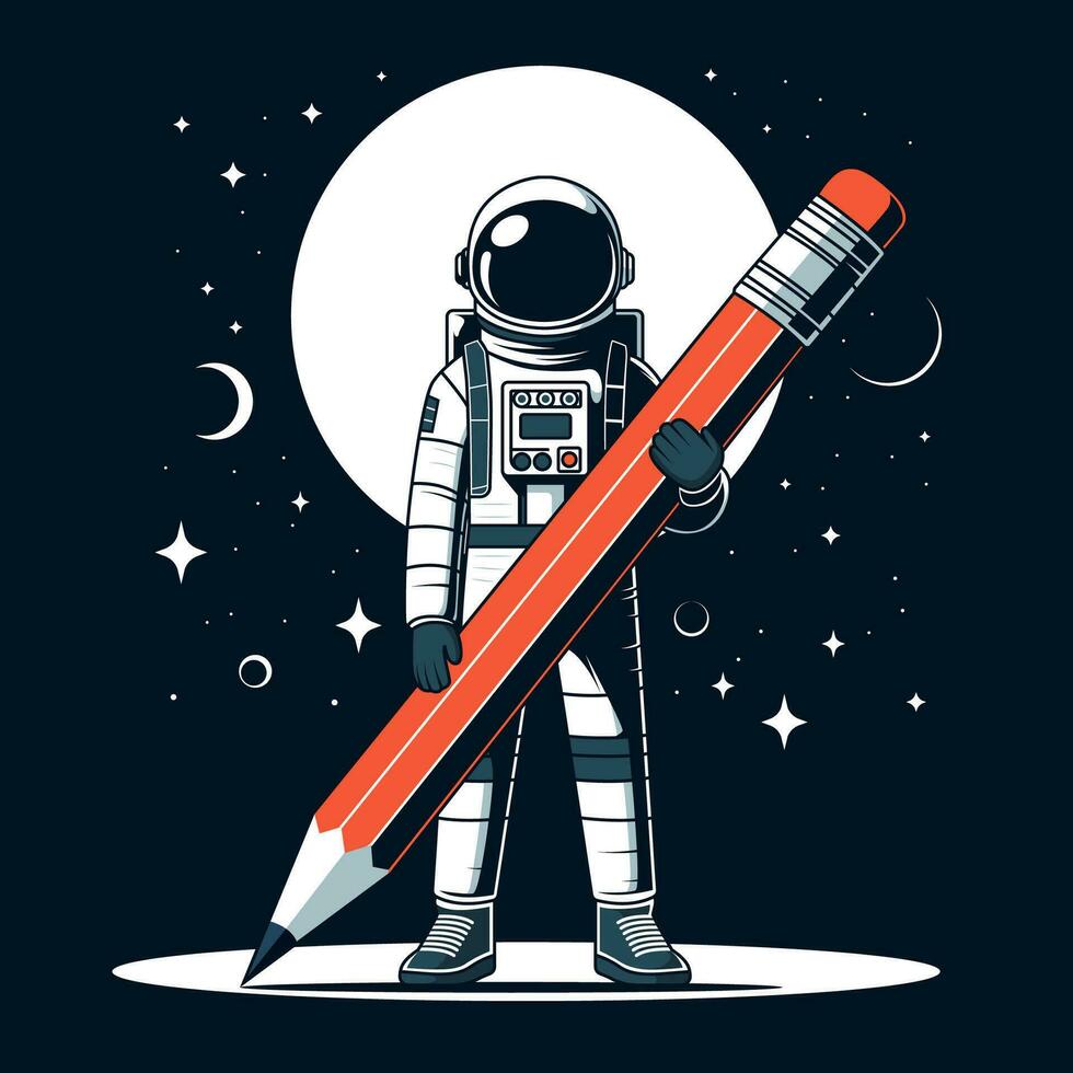 illustration astronaut i Plats bärande penna. vektor eps 10
