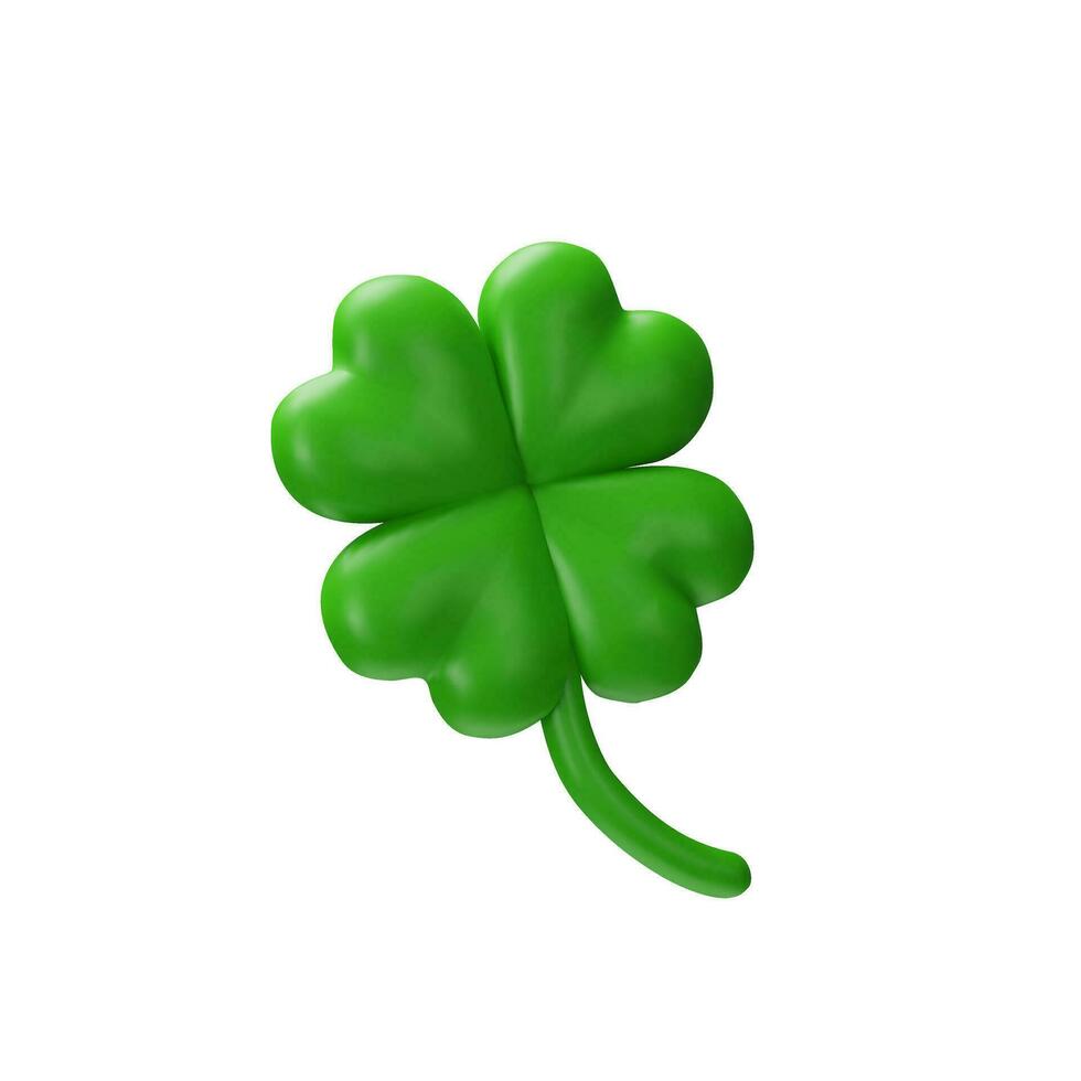 irländsk kultur med en 3d vektor illustration realistisk klöver. symboliserar tur och fira st. Patricks dag. de grön vitklöver, återges i lera stil, och tradition till de festlig säsong