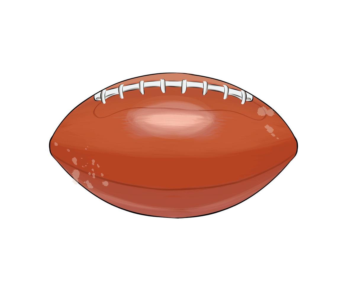 amerikansk fotboll från mångfärgade färger. stänk av akvarell, färgad ritning, realistisk. rugbyboll. vektor illustration av färger