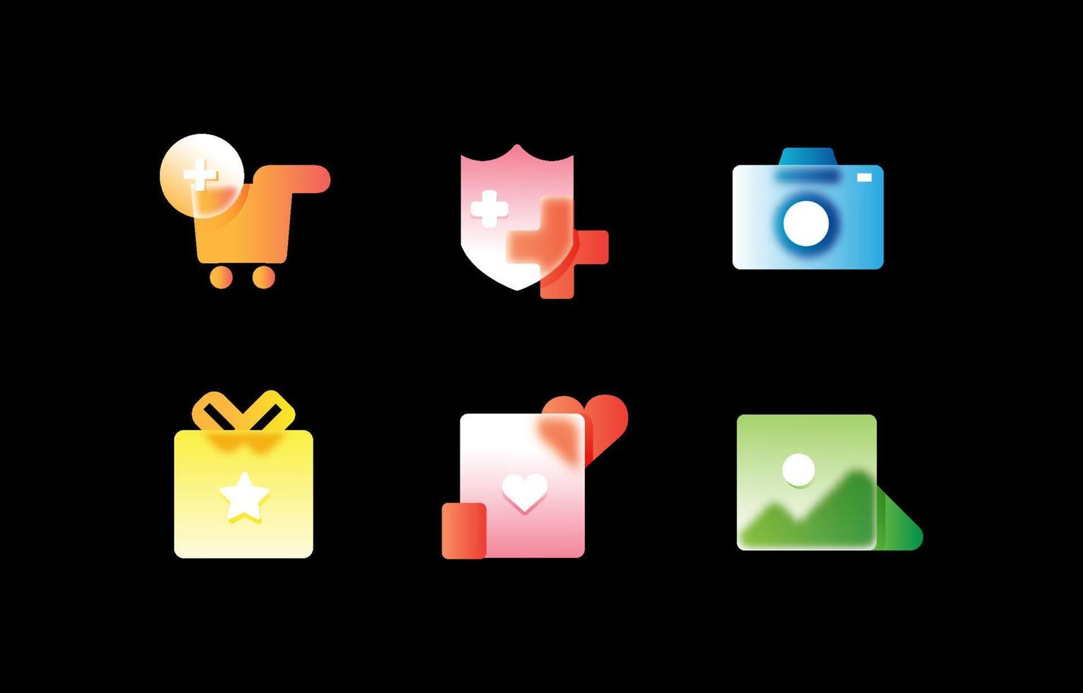 Glasmorphismus-Icon-Set vektor