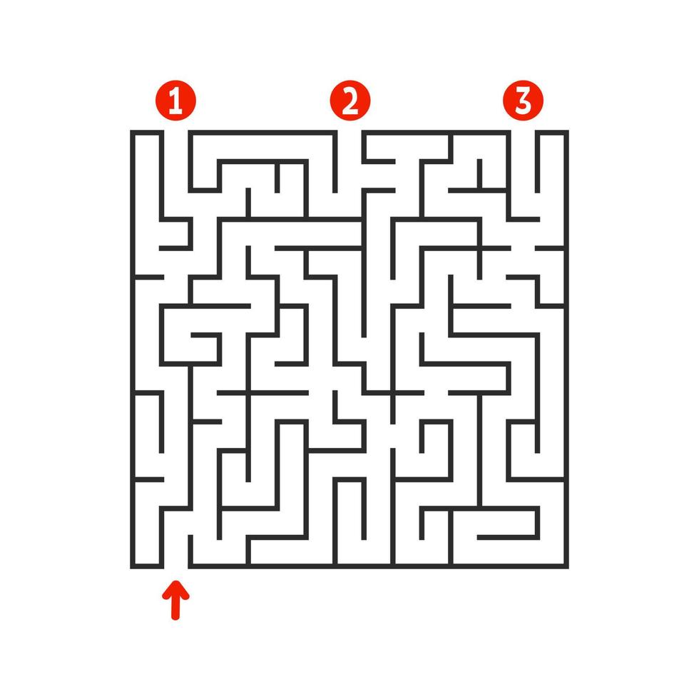 abstraktes quadratisches Labyrinth. Spiel für Kinder. Puzzle für Kinder. den richtigen Weg finden. Labyrinth Rätsel. flache Vektorillustration lokalisiert auf weißem Hintergrund. vektor