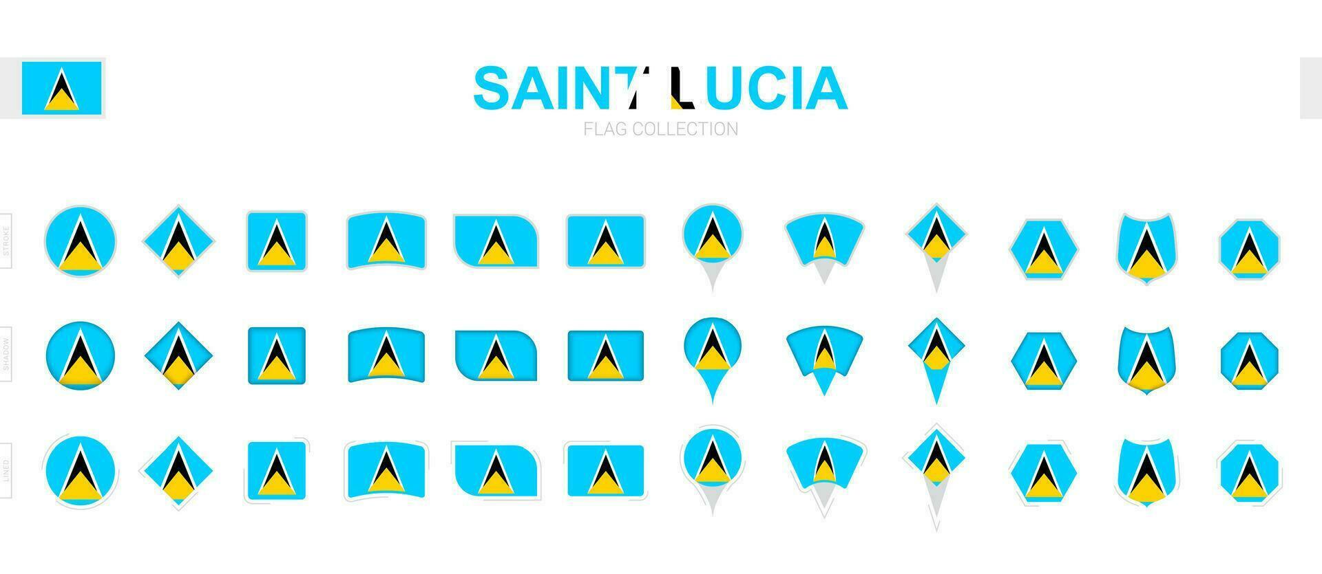 groß Sammlung von Heilige lucia Flaggen von verschiedene Formen und Auswirkungen. vektor