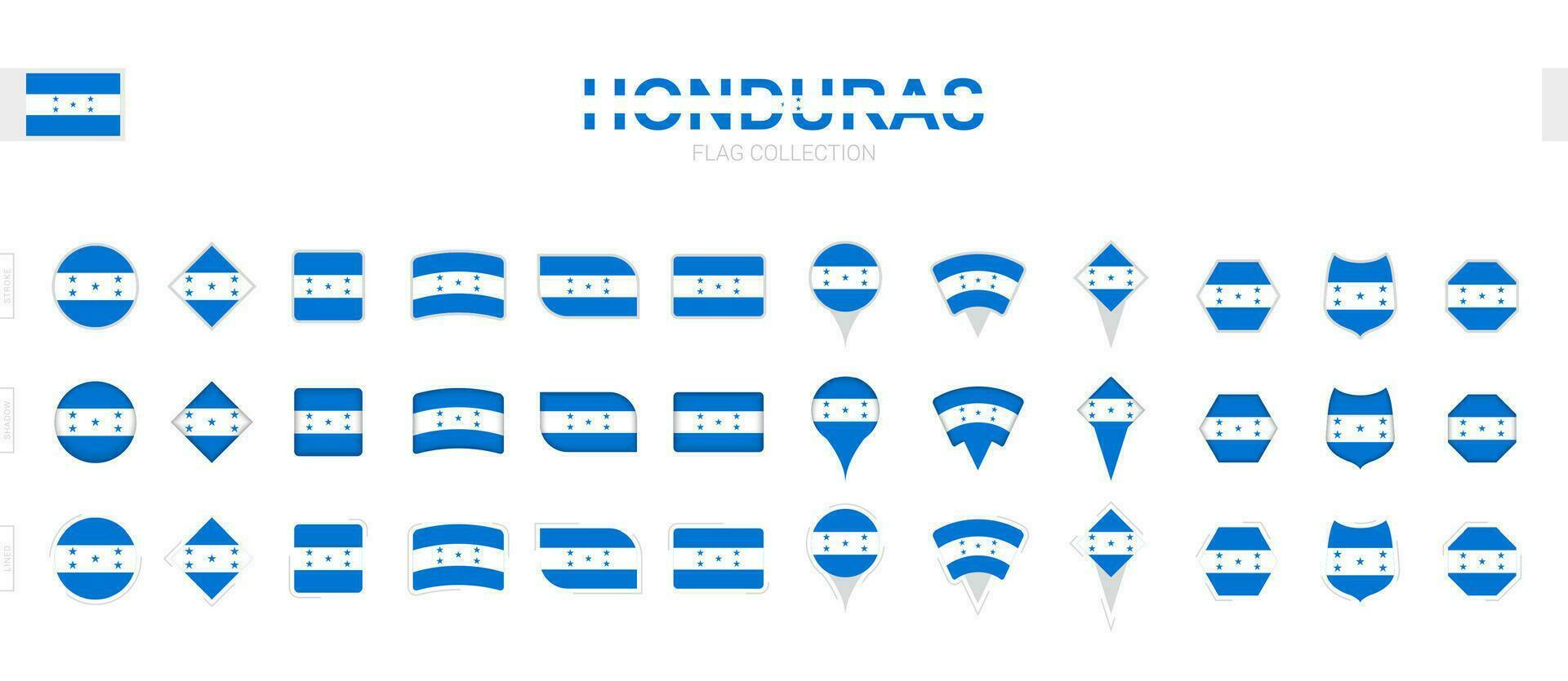 groß Sammlung von Honduras Flaggen von verschiedene Formen und Auswirkungen. vektor