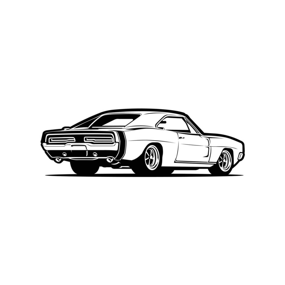 amerikan muskel bil vektor illustration. svartvit vektor. bäst för bil- relaterad illustration