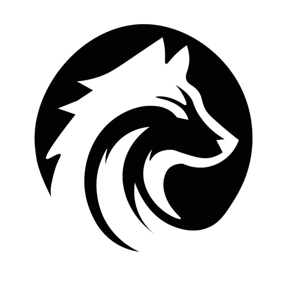 einfach Logo Design Kopf von ein Wolf, einfarbig Stil. vektor