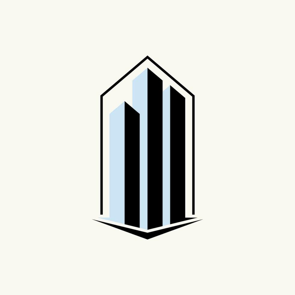 Logo Design Grafik Konzept kreativ Prämie abstrakt Vektor Zeichen einzigartig Lager Himmel Gebäude hoch Linie 3d Kasten. verbunden Zuhause Haus Eigentum Entwicklung