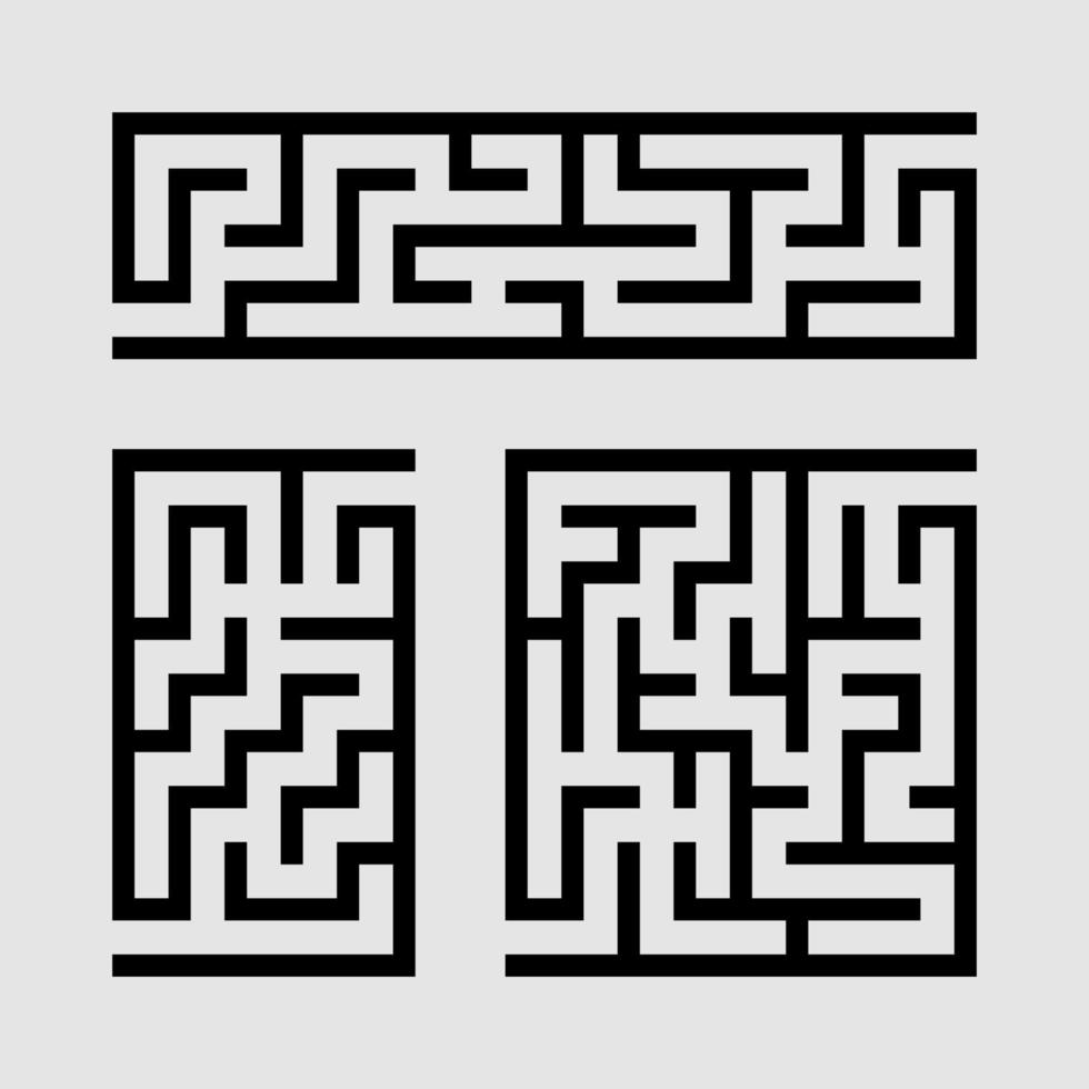 eine Reihe von Labyrinthen. Spiel für Kinder. Puzzle für Kinder. Labyrinth Rätsel. Vektor-Illustration. vektor