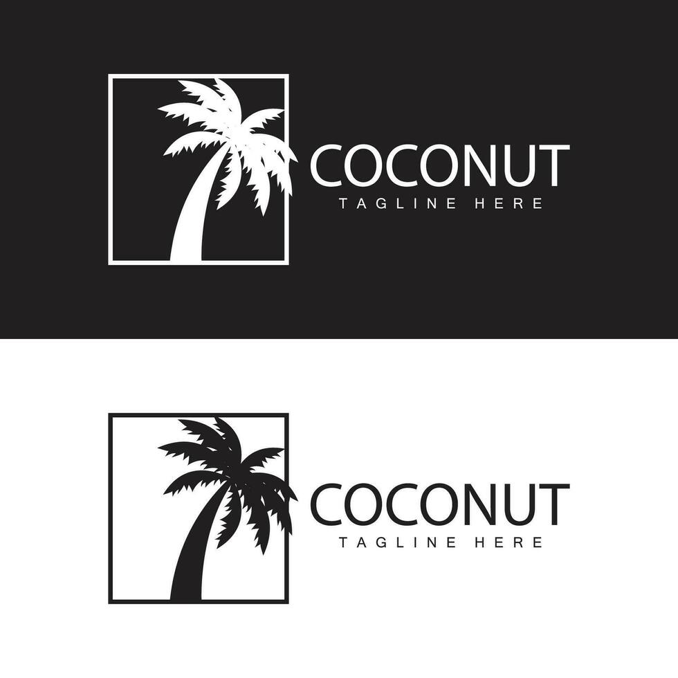 Kokosnuss Baum Logo Design Sommer- Strand Pflanze Palme Baum Illustration Vorlage vektor
