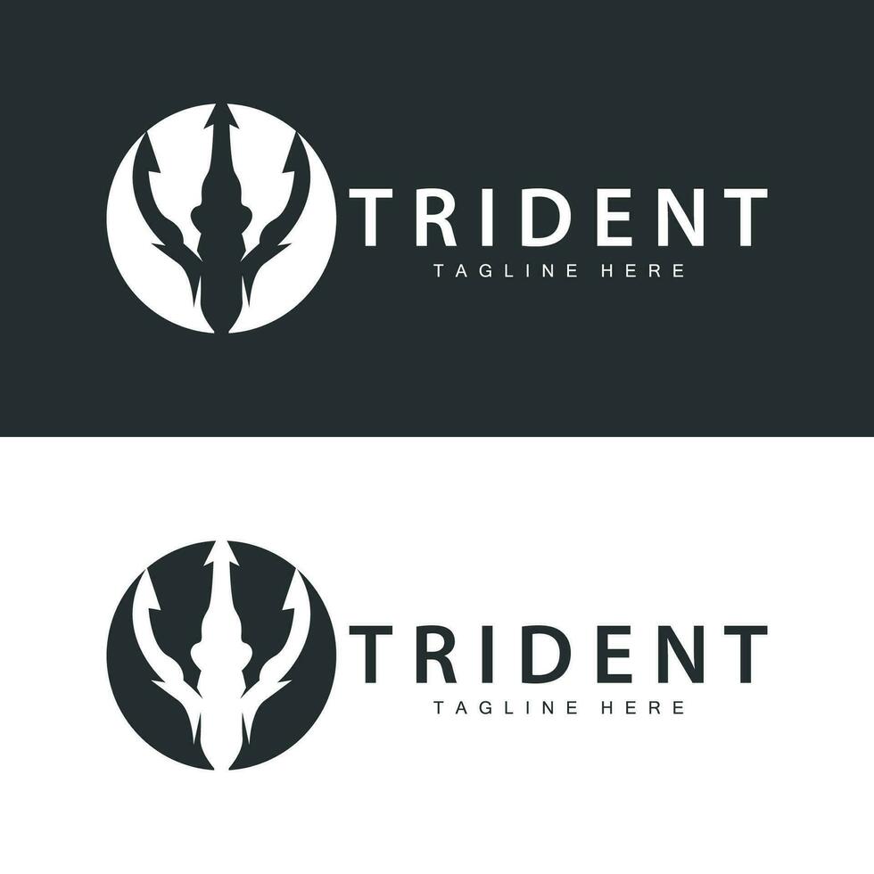 treudd logotyp design spjut vapen vektor hav kung poseidon neptune symbol mall