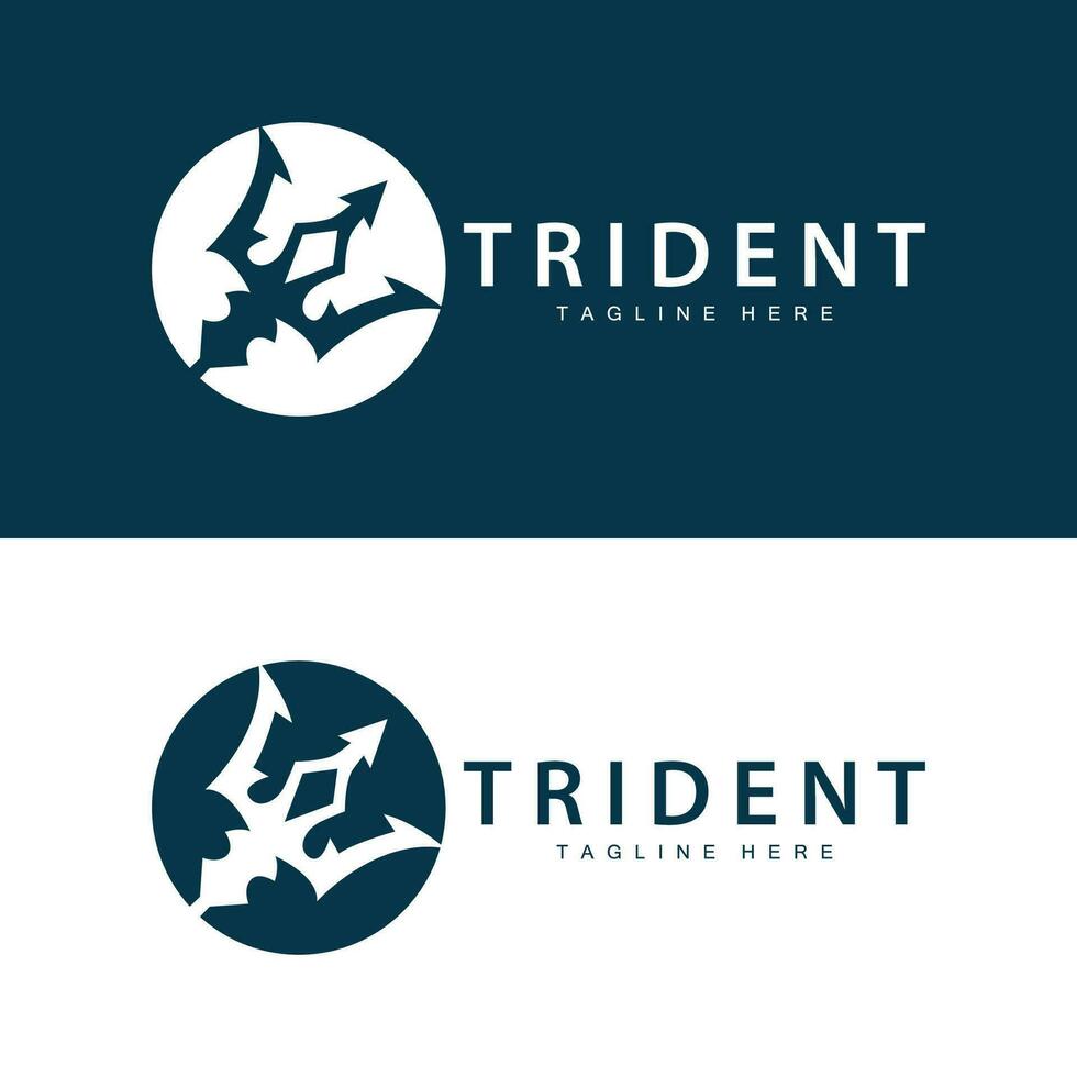 treudd logotyp design spjut vapen vektor hav kung poseidon neptune symbol mall