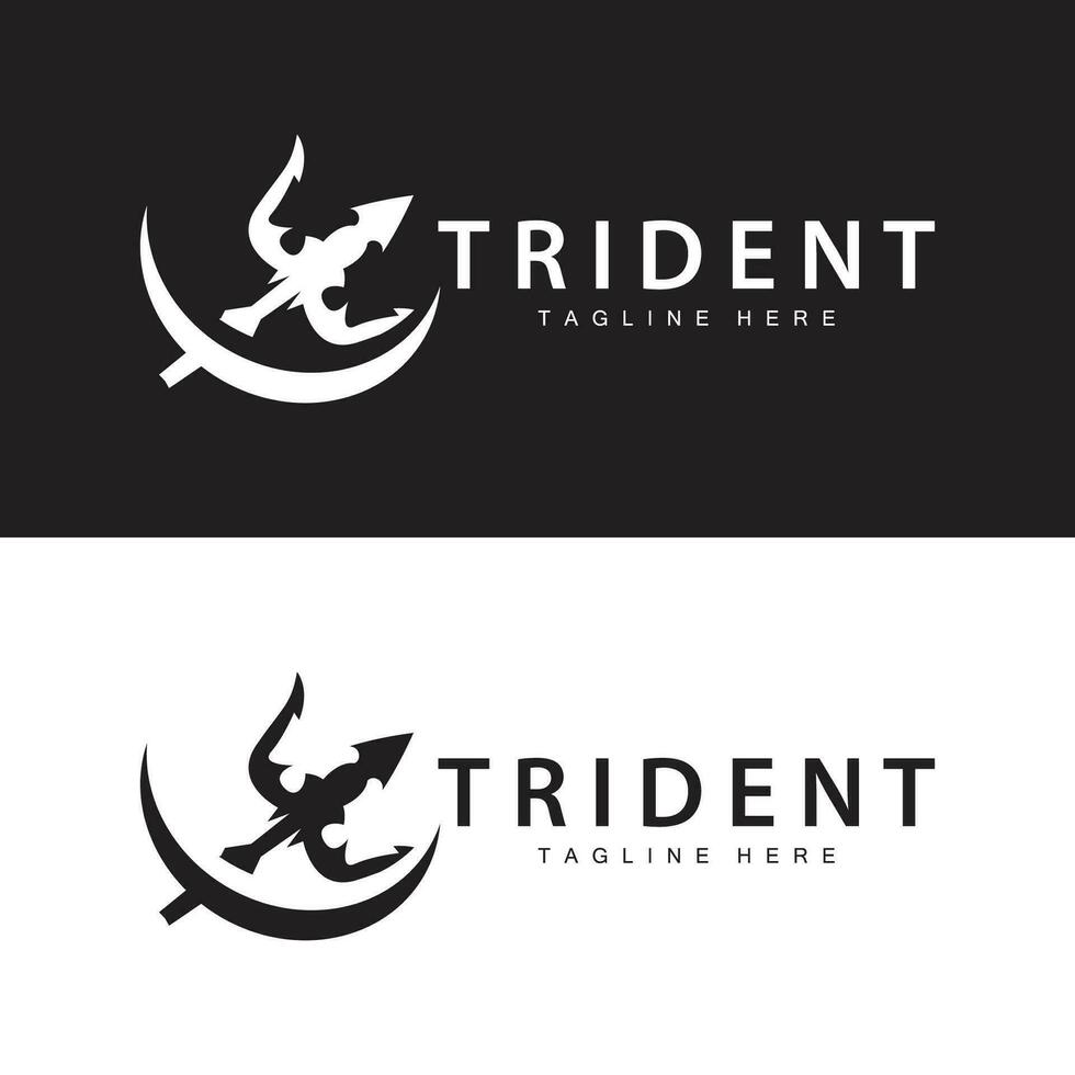 treudd logotyp design spjut vapen vektor hav kung poseidon neptune symbol mall