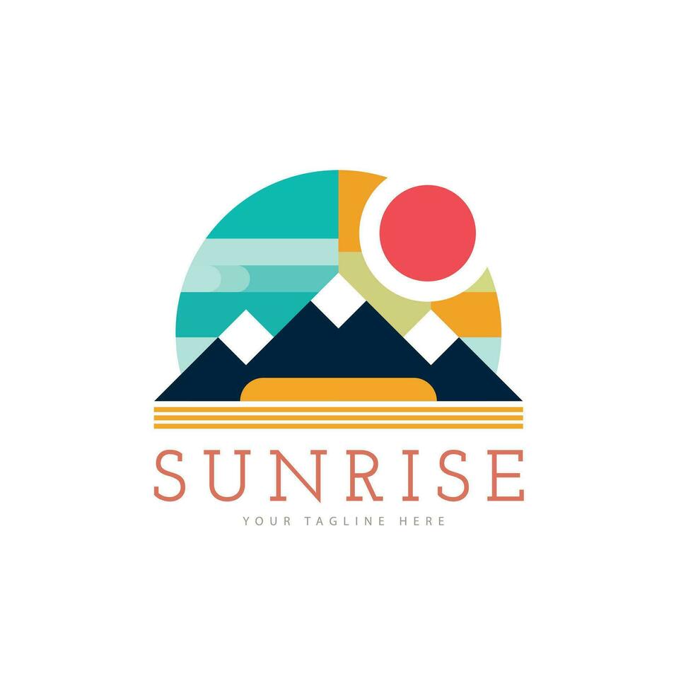 Berg Sonnenaufgang modern geometrisch Logo Vorlage Design zum Marke oder Unternehmen und andere vektor