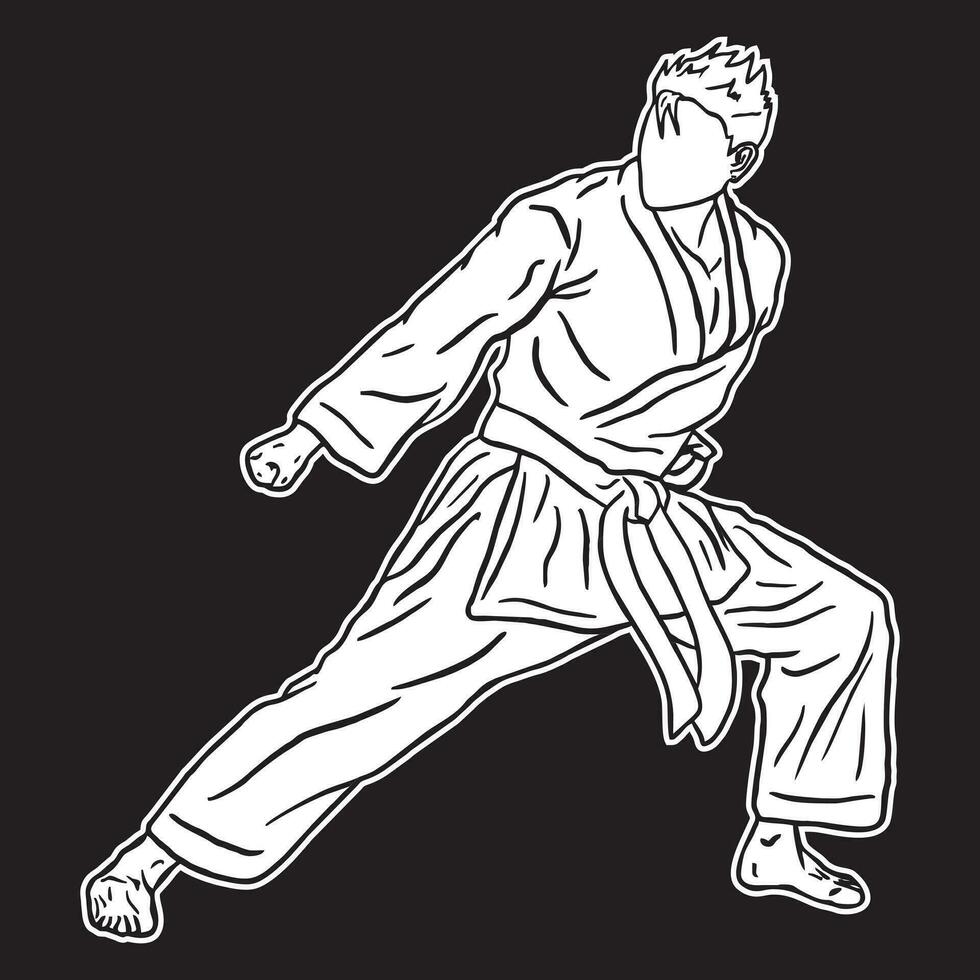 Karate Symbol schwarz Weiß Vektor Silhouette