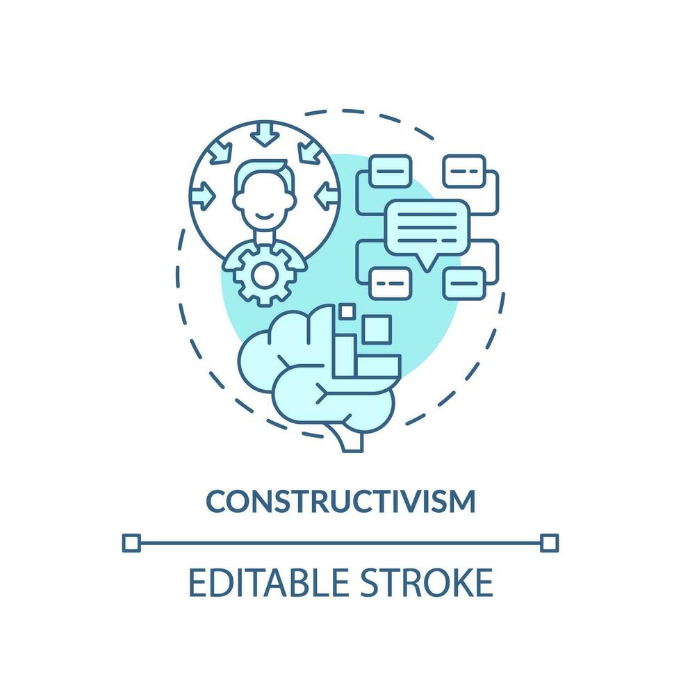 2d redigerbar blå konstruktivism ikon, enkel enfärgad vektor, inlärning teorier tunn linje illustration. vektor