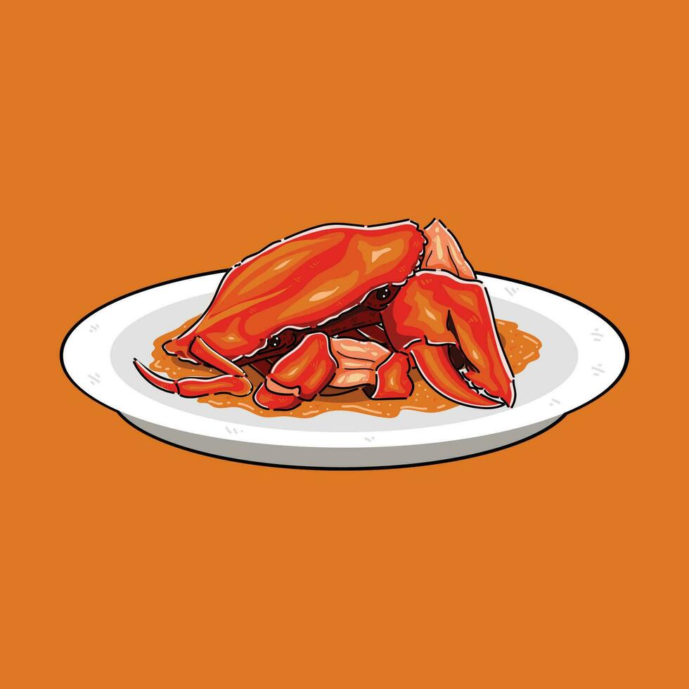 Dampf Chili Krabbe Clip Art im ein Teller Vektor Design Illustration