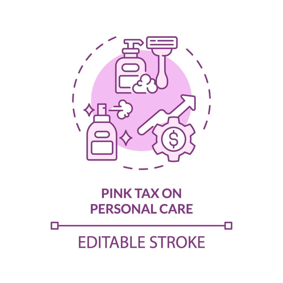 2d redigerbar rosa beskatta på personlig vård ikon, isolerat enfärgad vektor, tunn linje illustration representerar rosa beskatta. vektor