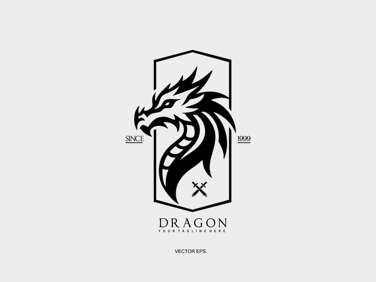 das Logo zum Drachen ist gezeigt im schwarz und Weiß vektor
