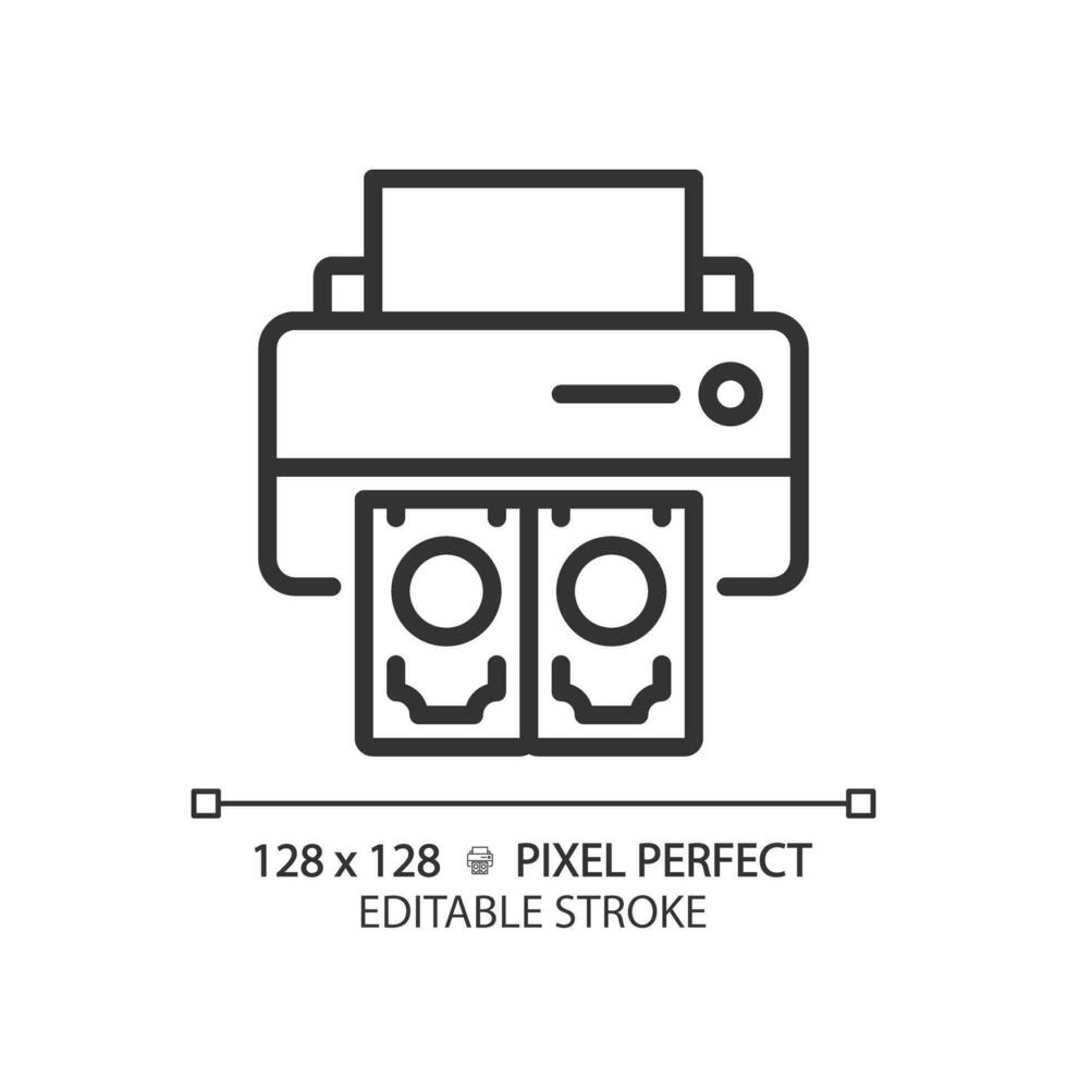 2d Pixel perfekt editierbar schwarz Drucken Geld Symbol, isoliert einfach Vektor, dünn Linie Illustration Darstellen wirtschaftlich Krise. vektor