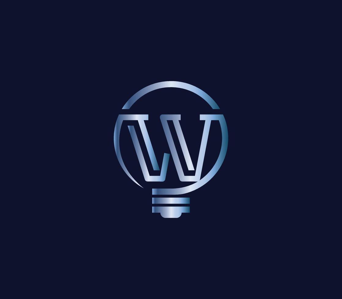 kreativ w brev Glödlampa energi kraft modern logotyp design företag begrepp vektor