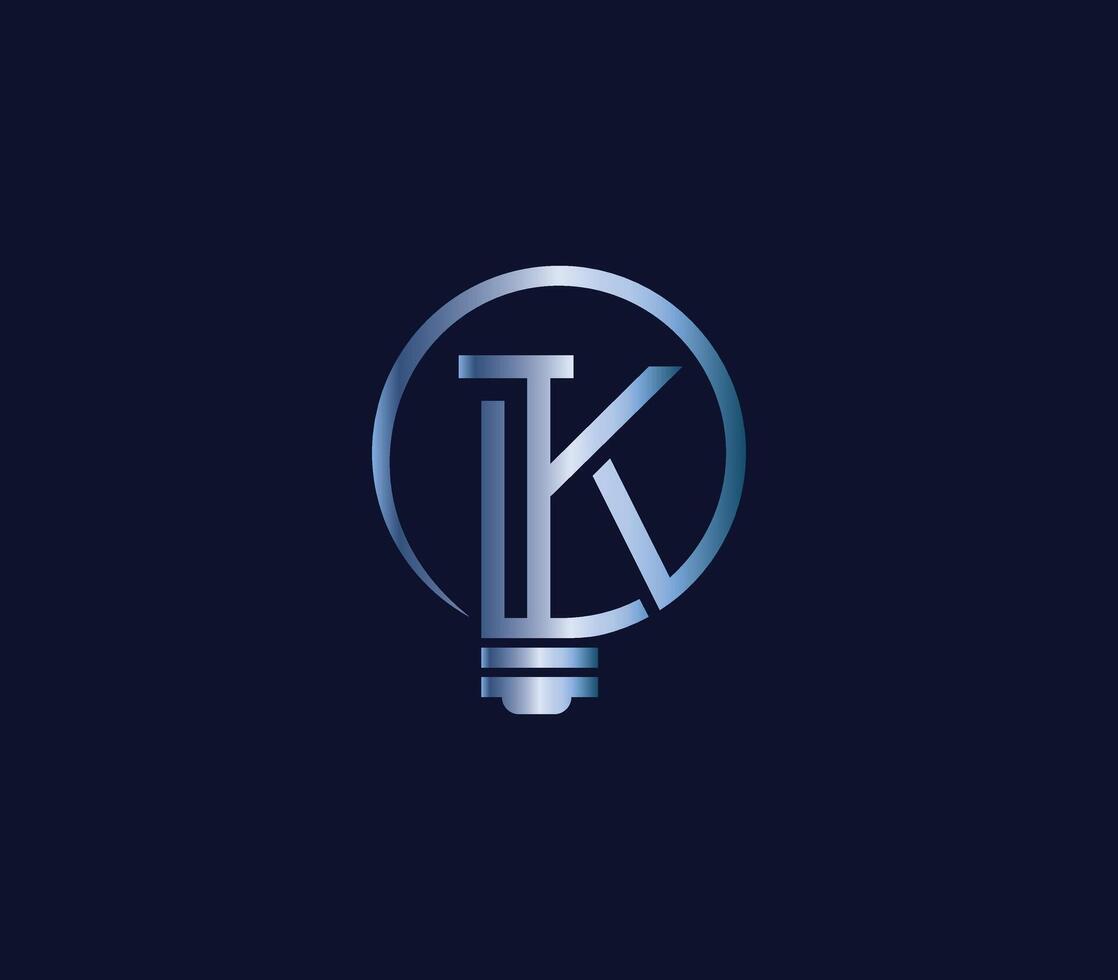 kreativ k brev Glödlampa energi kraft modern logotyp design företag begrepp vektor