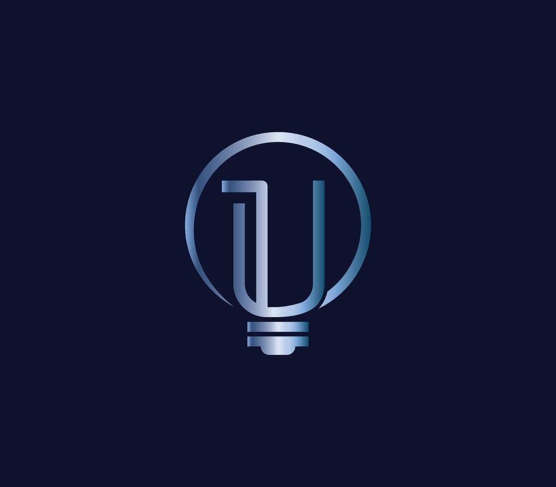 kreativ u brev Glödlampa energi kraft modern logotyp design företag begrepp vektor