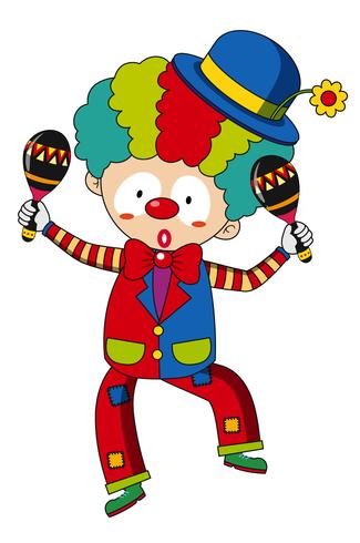 Glücklicher Clown mit Maracas vektor