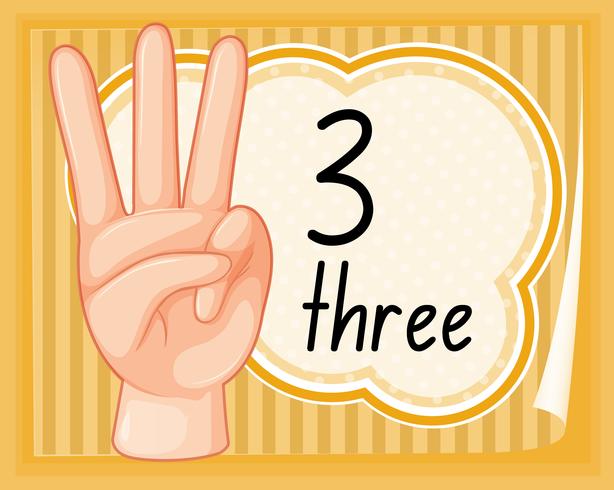 Räkna tre med handen gest vektor