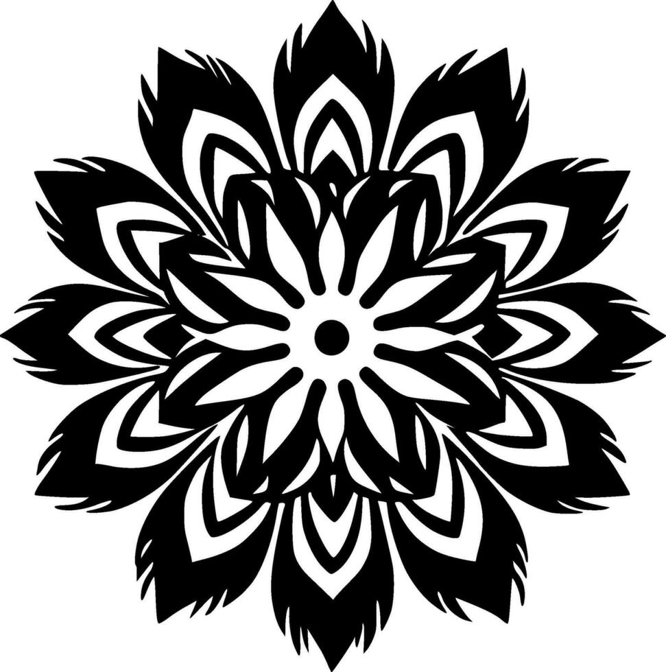 Mandala - - schwarz und Weiß isoliert Symbol - - Vektor Illustration