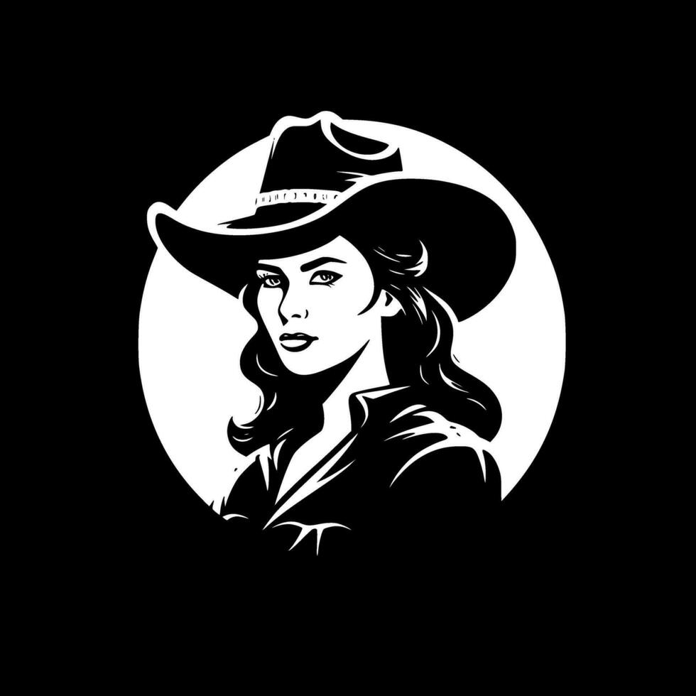 Cowgirl - - minimalistisch und eben Logo - - Vektor Illustration