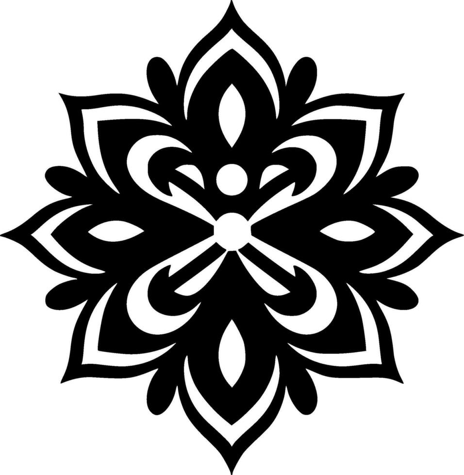 Mandala - - schwarz und Weiß isoliert Symbol - - Vektor Illustration