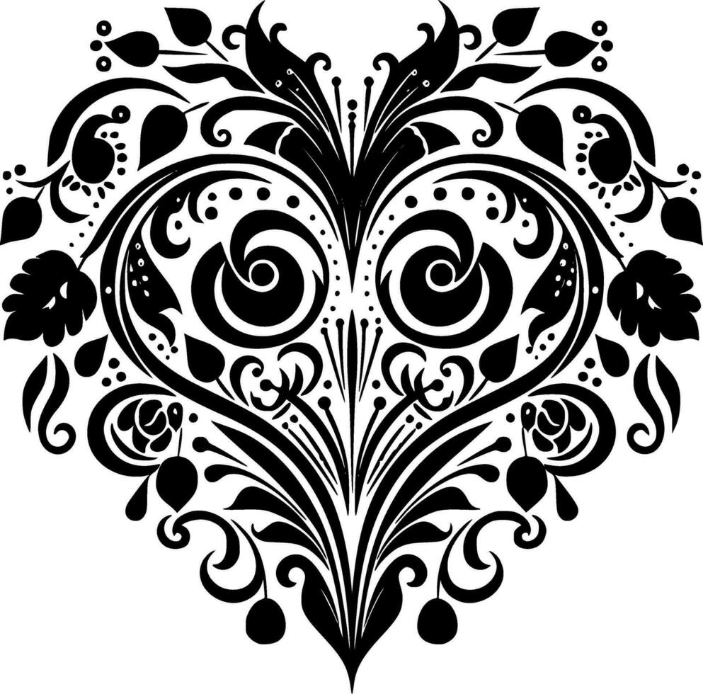 hjärta - svart och vit isolerat ikon - vektor illustration