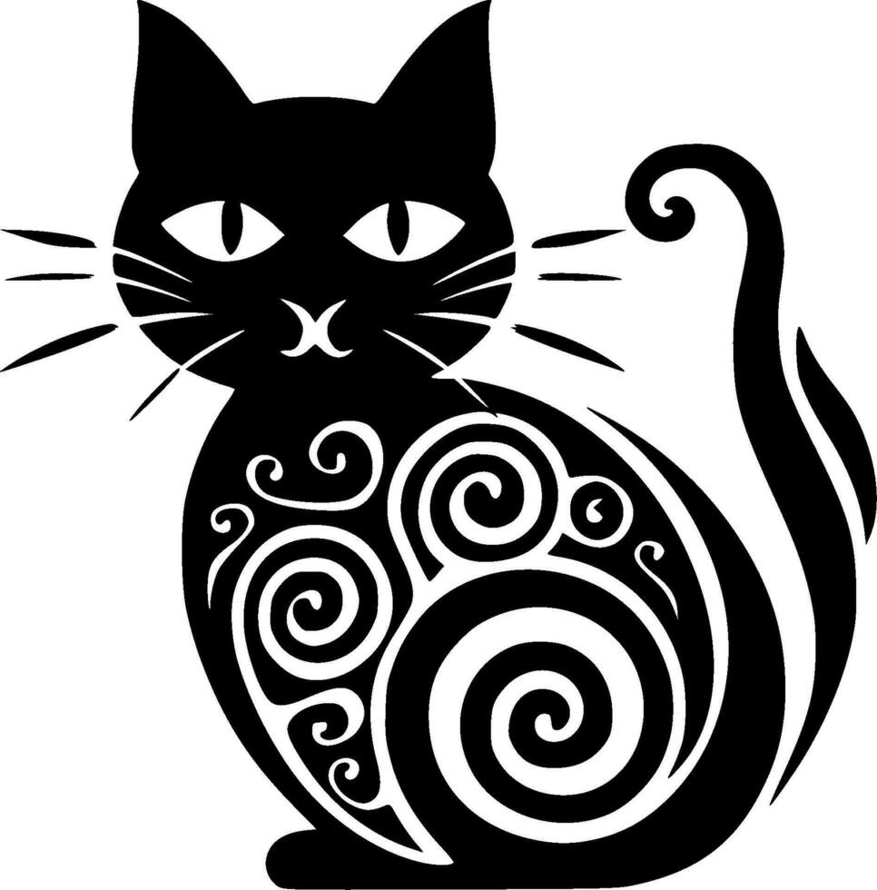 Katze - - schwarz und Weiß isoliert Symbol - - Vektor Illustration