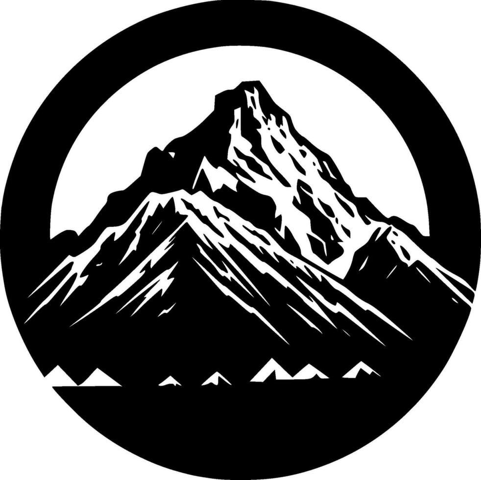 bergen - svart och vit isolerat ikon - vektor illustration