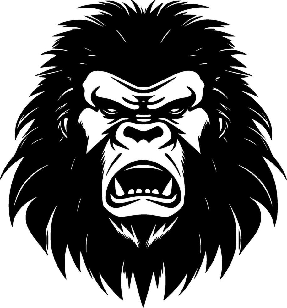 gorilla - svart och vit isolerat ikon - vektor illustration