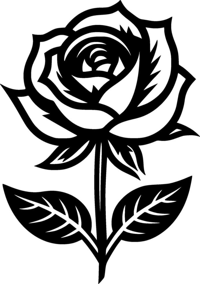 Rose - - schwarz und Weiß isoliert Symbol - - Vektor Illustration