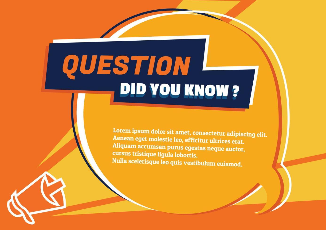 Wussten Sie schon mit Frage-Memo-Hilfe- und Support-Seitenvorlage mit Fragezeichen orange? vektor